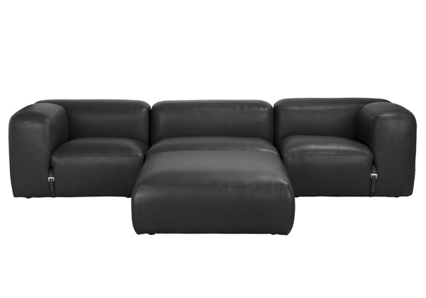 Augustus Modular Sofa, Middle, Santosa Matte Black Leather