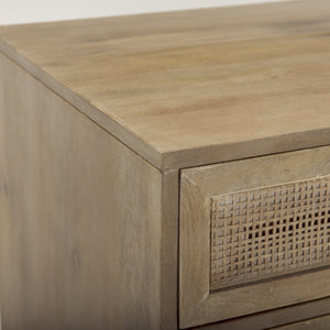 Grier Light Brown Wood w/ Cane Accent Table