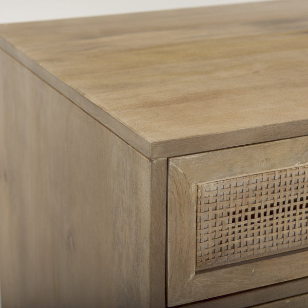 Grier Light Brown Wood w/ Cane Accent Table