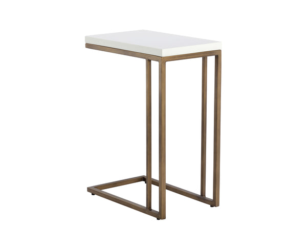 SAWYER END TABLE - ANTIQUE BRASS - WHITE