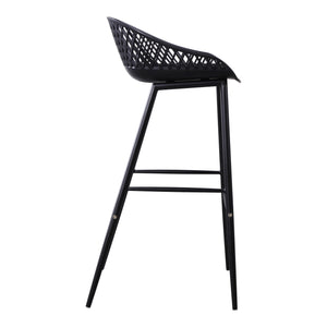 Piazza Outdoor Barstool Set, Black, Wicker Back