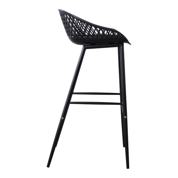Piazza Outdoor Barstool Set, Black, Wicker Back