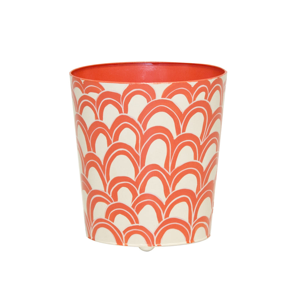 OVAL WASTEBASKET ORANGE AND CREAM