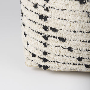 Aarohi 16.0L x 16.0W x 16.0H Cream/Black Cotton Patterned Pouf