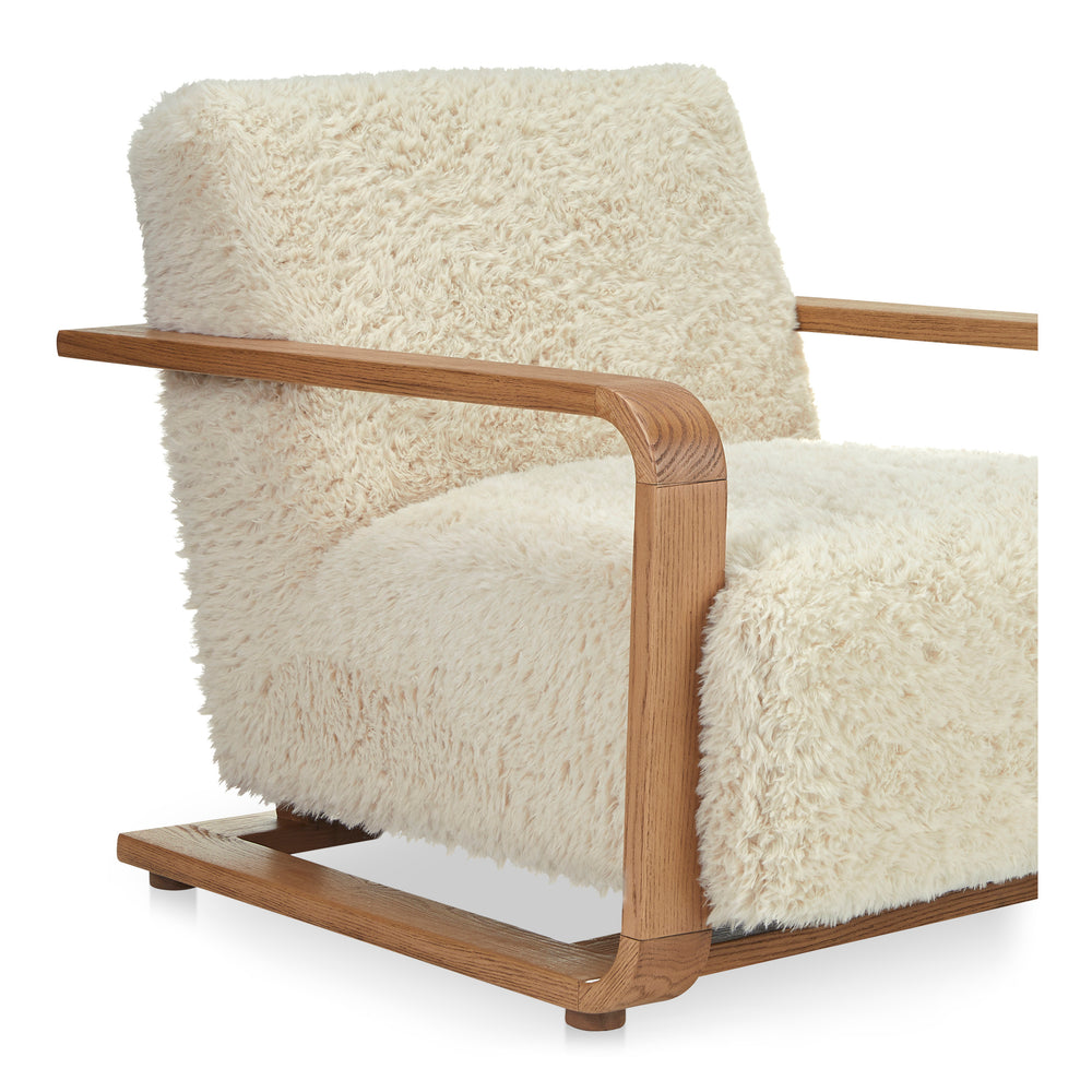 Moe's Eckersley Lounge Chair in Cream Faux Fur