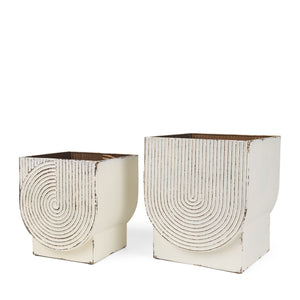Medina Off White w/ Gold Antiquing Metal Planters (Set of 2)
