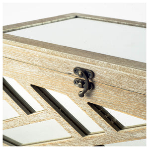 Tiffany (Set of 2) Off-White Wooden W/ Mirror Inlay Chevron Boxes