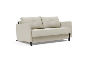 CUBED FULL SOFA BED in MIXED DANCE NATURAL FABRIC WITH Black Steel LEGS 527