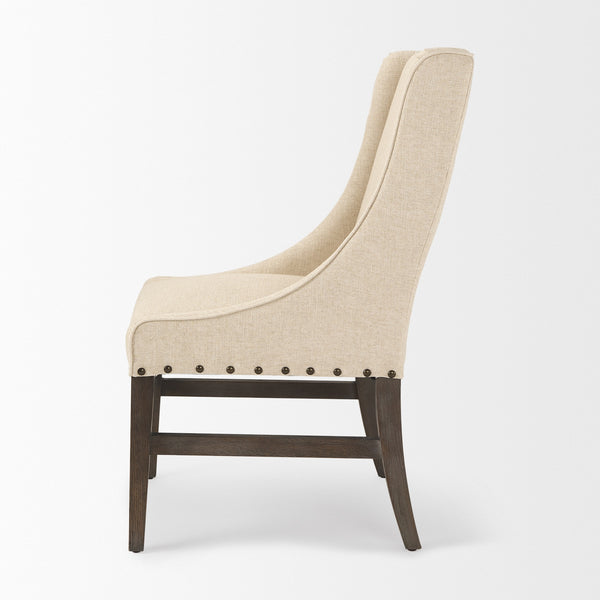 Kensington I  Cream Fabric and Solid Wood Dining Chair