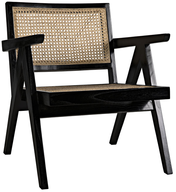 James Relax Chair in Black Charcoal Sungkai/Mindi with Rattan Caning