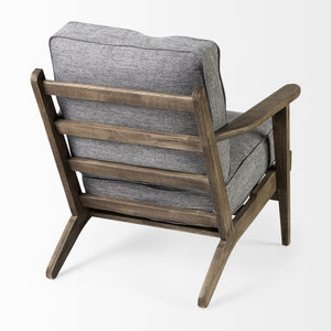 Olympus V Castlerock Grey Fabric Wrapped Brown Wooden Frame Accent Chair