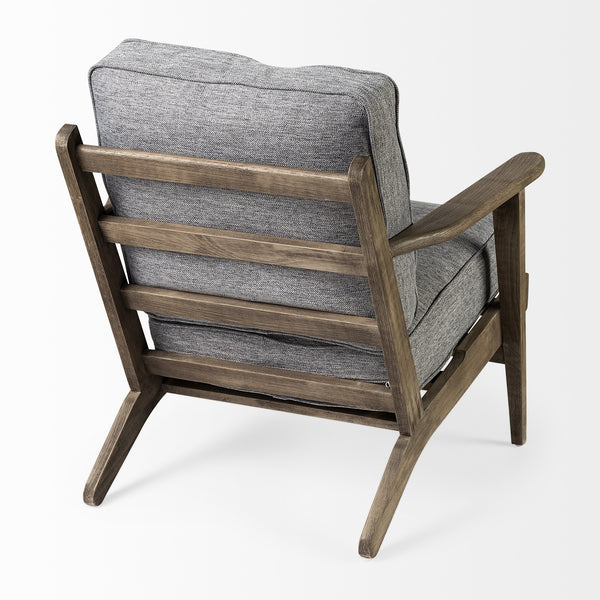 Olympus V Castlerock Grey Fabric Wrapped Brown Wooden Frame Accent Chair