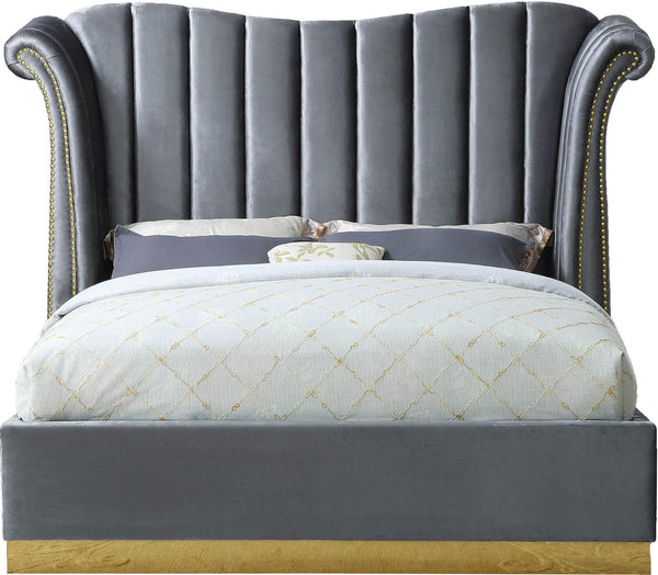 Hubert Queen Bed In Grey Velvet