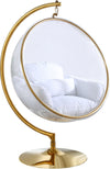 Rudy Acrylic Swing Bubble Accent Chair In White Fabric