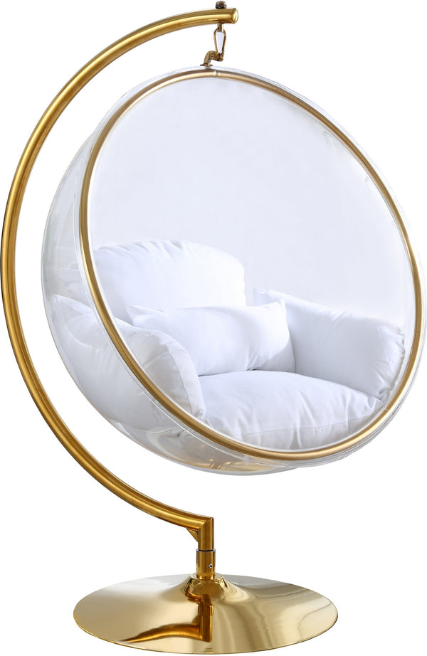Rudy Acrylic Swing Bubble Accent Chair In White Fabric