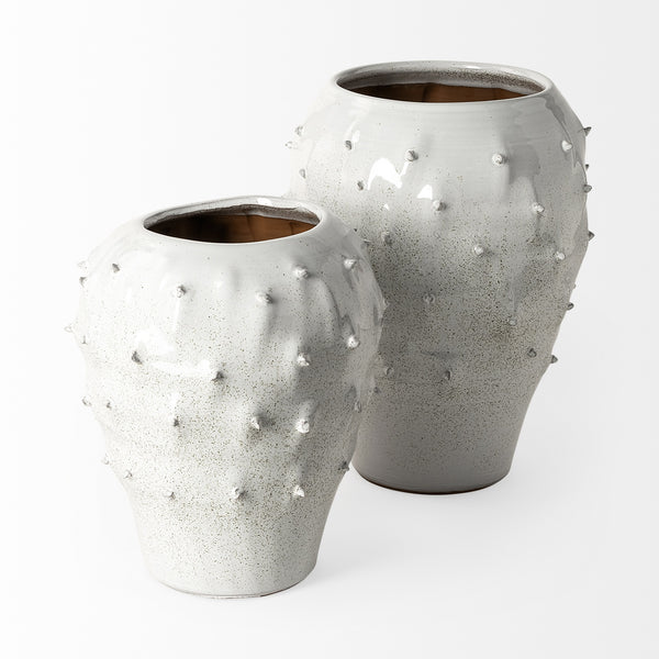 Julian Small Glossy White Ceramic Spoked Vase