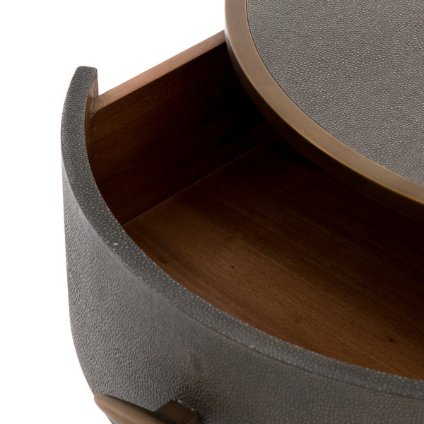 Shagreen Round Nightstand-Antique Brass