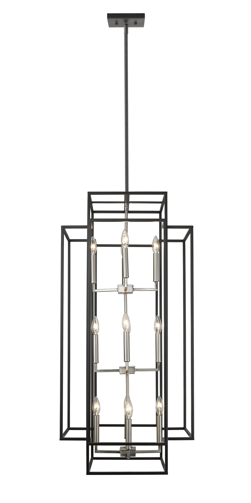 Titania 12 Light Pendant in Black + Brushed Nickel Finish