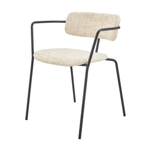 Alivia KD Chenille Dining Side Arm Chair, Allure Cream