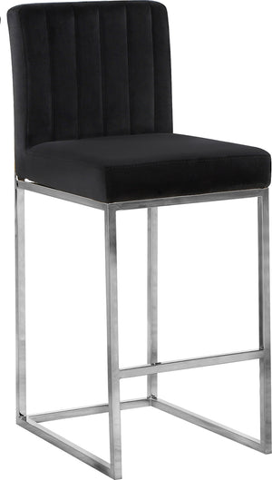 Joanna Stool In Black Velvet and Chrome
