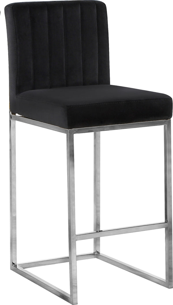 Joanna Stool In Black Velvet and Chrome
