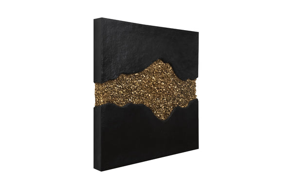 Geode Texture Panel Black And Gold, Wall Decor