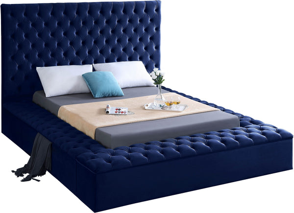 Randal King Bed In Navy Velvet