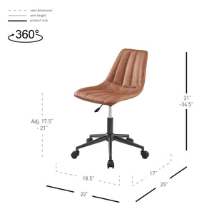 Robert KD PU Swivel Office Chair, Umber Brown