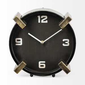 Agar Black Metal Round Table Clock