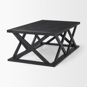 Forsey 48.0L x 28.0W x 17.5H Black Wood Rectangular Coffee Table