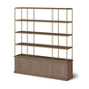 Braxton Dark Brown Wood w/ Antique Brass Metal Three Shelf Shelving Unit