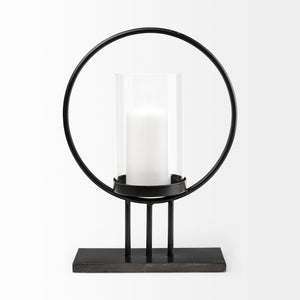 Saturn I Small Black Metal Table Candle Holder