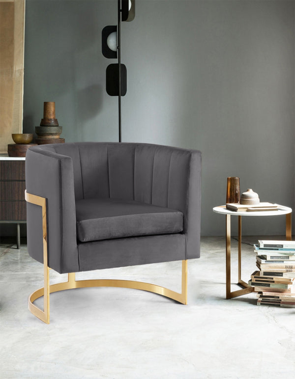 Dallas Accent Chair In Grey Velvet
