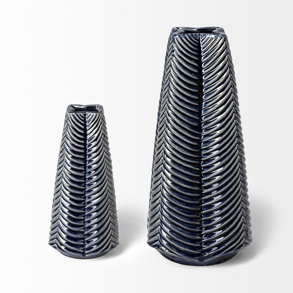 Bashir II Large Dark Navy Gloss Ceramic Vase