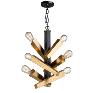 Olympia AC11157 Chandelier in Black & Satin Brass