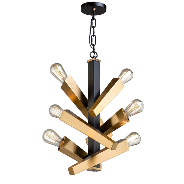 Olympia AC11157 Chandelier in Black & Satin Brass