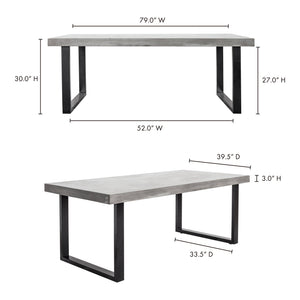 Jedrik Large Outdoor Dining Table with Black Steel Legs
