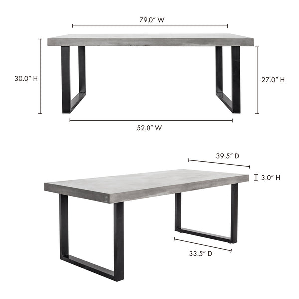 Jedrik Large Outdoor Dining Table with Black Steel Legs