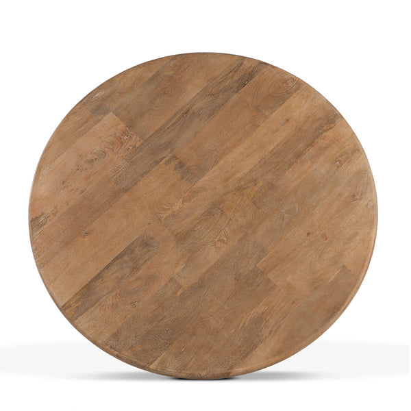 San Rafael 60-Inch Round Mango Wood Dining Table in Antique Oak Finish