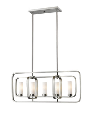 Aideen 5 Light Island/Billiard in Brushed Nickel Finish