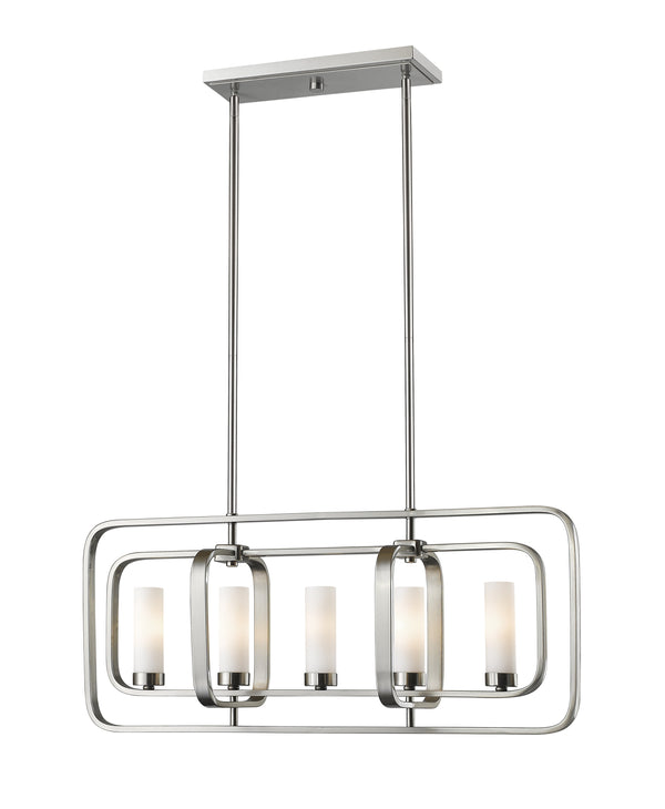 Aideen 5 Light Island/Billiard in Brushed Nickel Finish