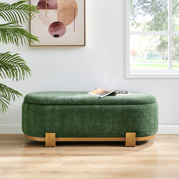 Ayleen Chenille Storage Bench, Seneca Green 