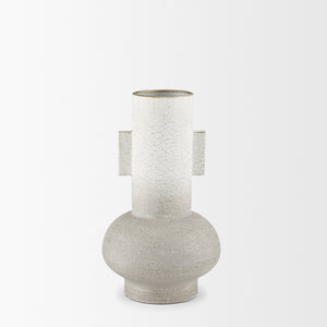 Torres Small Textured Off White w/ Gold Metal Vase