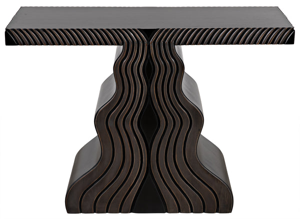 Ray Mahogany and Veneer Console in Pale with Light Brown Highlights