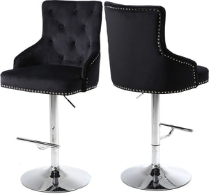 Stella Adjustable Stool In Black Velvet and Chrome