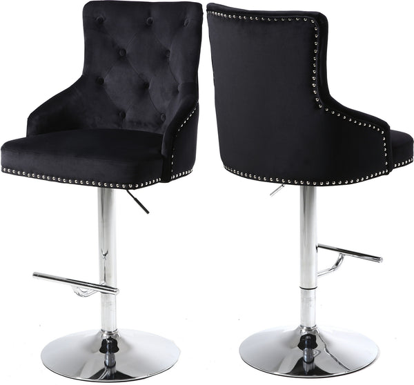 Stella Adjustable Stool In Black Velvet and Chrome