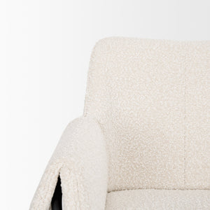 Brently Accent Chair w/ Cream Boucle Fabric & Matte Black Metal Legs