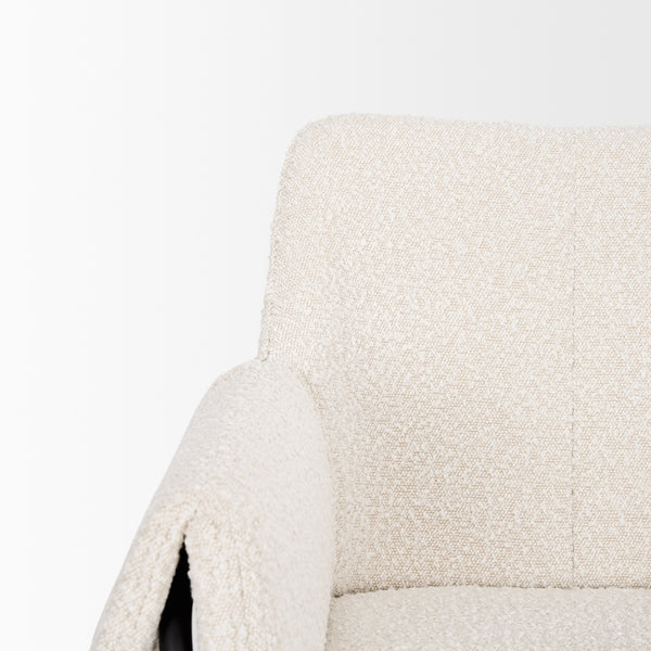Brently Accent Chair w/ Cream Boucle Fabric & Matte Black Metal Legs
