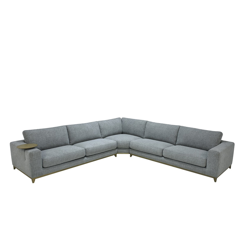 Donovan Upholstered Sectional with Side Table - Gray
