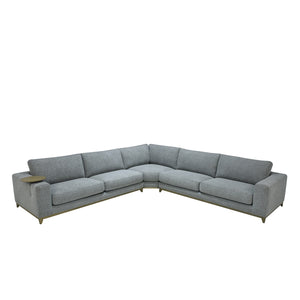 Donovan Upholstered Sectional with Side Table - Gray